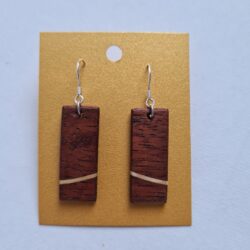 Rectangular wood earrings